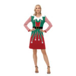 Vestito Natalizio da Donna a Maniche Lunghe – Stampa Festiva, Modello Midi, Pullover Girocollo