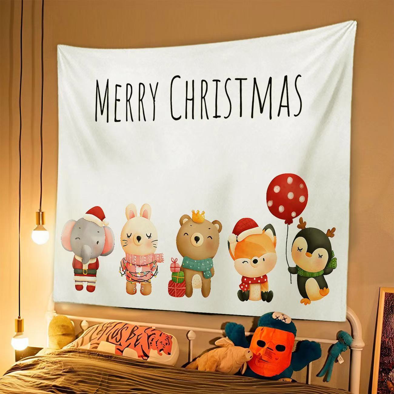 Telo da Parete Natalizio in Poliestere | Arazzo Decorativo Merry Christmas Telo da Parete Natalizio in Poliestere | Arazzo Decorativo Merry Christmas - immagine 2