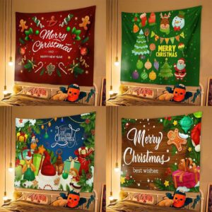 Telo da Parete Natalizio in Poliestere | Arazzo Decorativo Merry Christmas