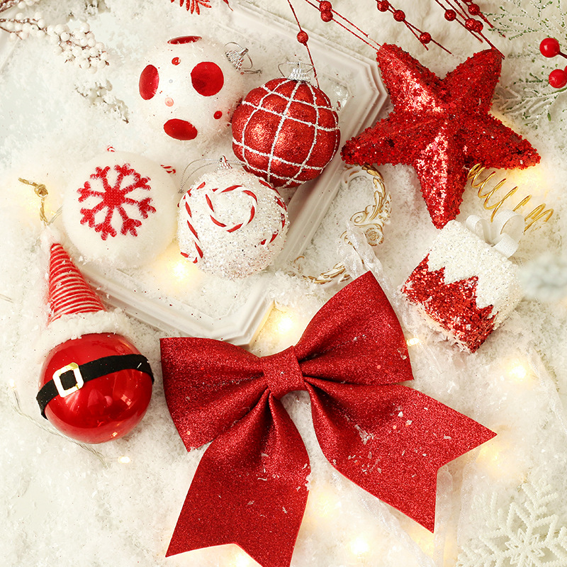 Set Decorazioni Albero di Natale 18 Pezzi | Stile Americano Rosso e Bianco Set Decorazioni Albero di Natale 18 Pezzi | Stile Americano Rosso e Bianco - immagine 2