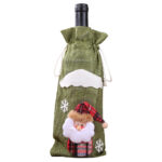 Sacchetto Natalizio per Bottiglia di Vino in Lino – Copribottiglia Decorativo con Babbo Natale e Pupazzo di Neve (30×14 cm)